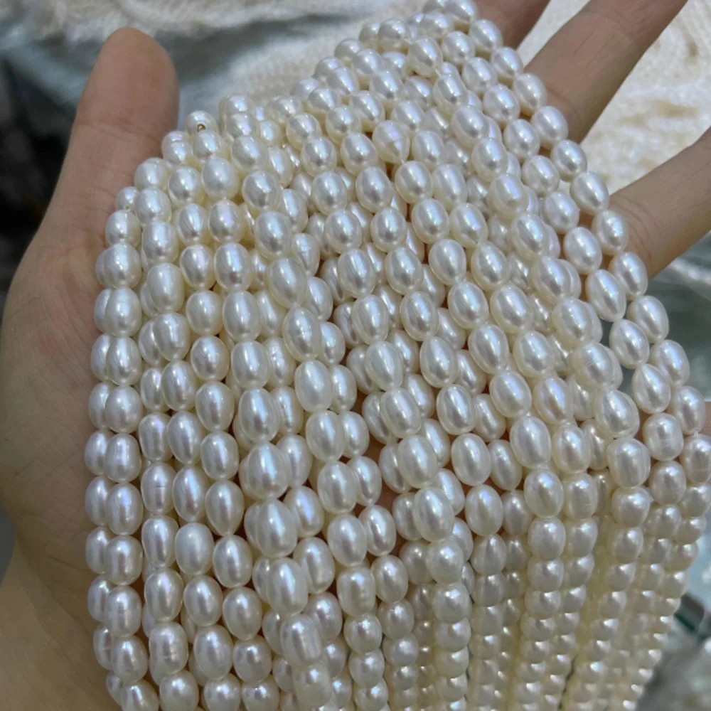 

AAA 100% High Quality Natural Freshwater Pearls White Rice Loose Spacer Beads for Jewelry Making DIY Necklace Bracelet Accessory