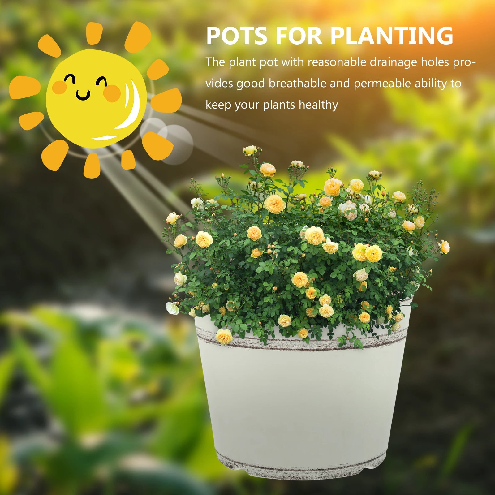 

2pcs Retro Flower Pots 8 Inch White Plastic Planters for Balcony Garden Nursery Pots Large Size Drainage Holes
