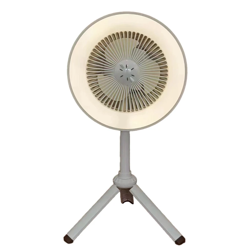 

Portable Camping Fan Rechargeable Desktop Portable Circulator Wireless Ceiling Electric Fan With Power Bank LED Lighting