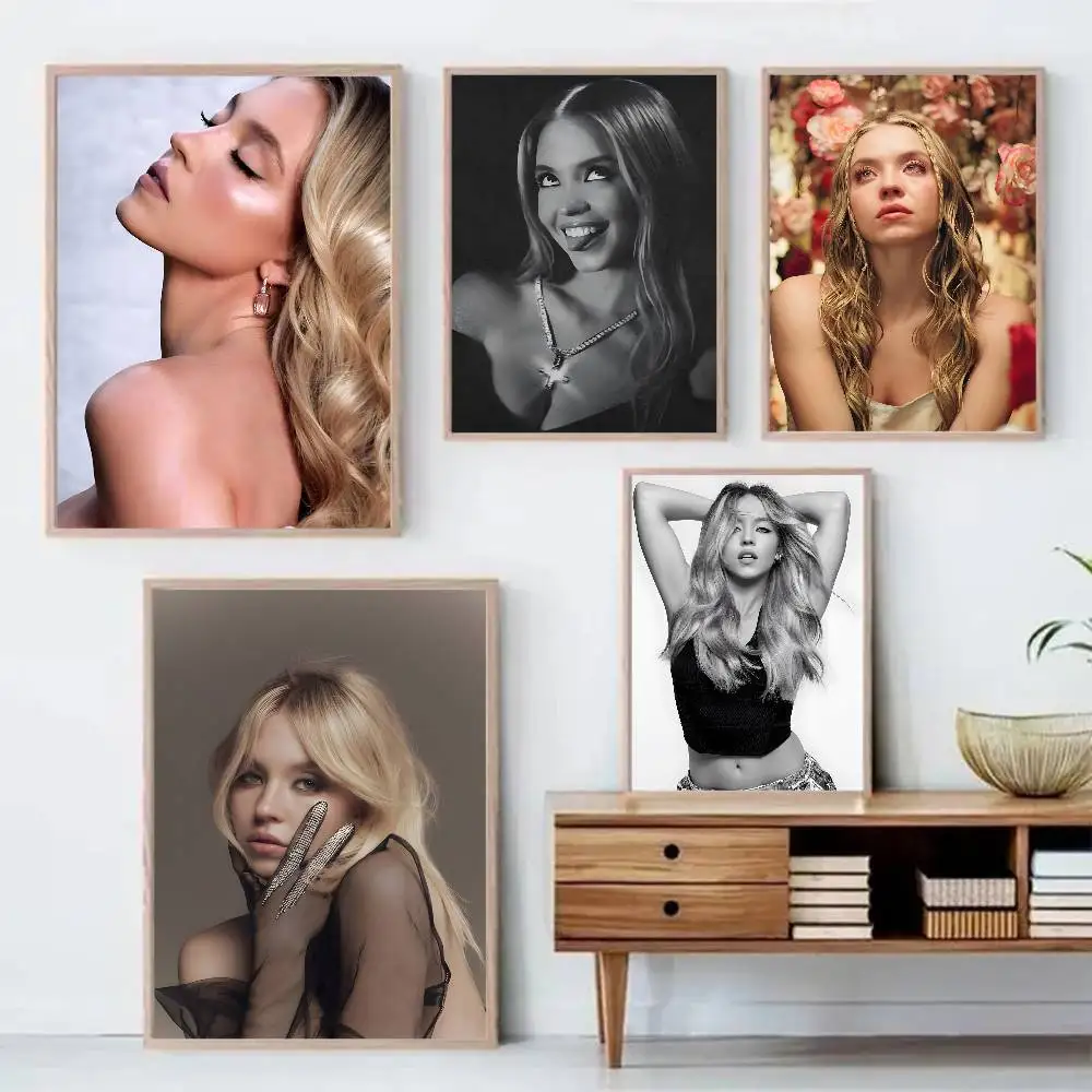 الممثل S-سيدني سويني المشارك قماش اللوحة المشارك مع المطبوعات غرفة نوم المنزل غرفة المعيشة الديكور هدية