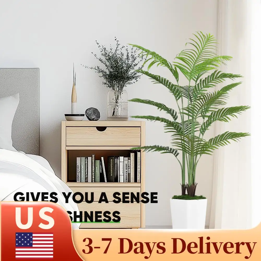 Artificial Tropical Palm Plant 5FT Dypsis Lutescens Plants in Pot for Indoor Outdoor Home Office Garden Decoration