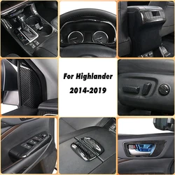 For Toyota Highlander Kluger U50 2014-2019 Car Carbon Fiber Color Interior Decoration Cover Stickers ABS Accessories