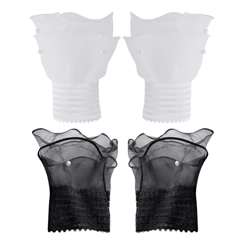 49MD Lace Wrist Cuffs Detachable Mesh Fake Sleeves Women Sweater Evening Party Wear