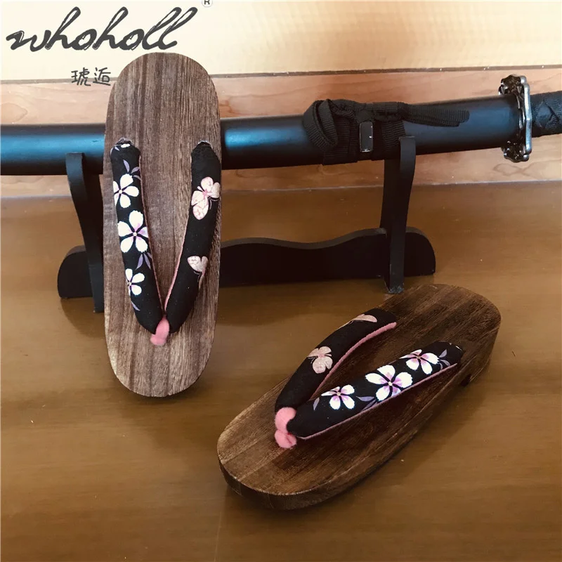 WHOHOLL infradito da donna zoccoli in legno giapponese Geta scarpe per donna pantofole estive scivoli scarpe Cosplay Geisha giapponesi