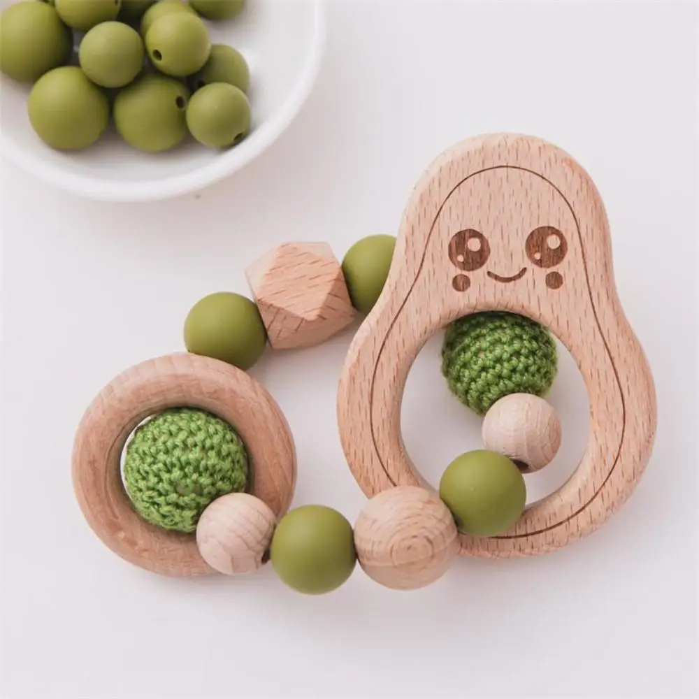 

Dummy Clips Pacifier Holder Clips Wood Avocado Baby Pacifier Chain Soother Holder Non-toxic Baby Teether Toys Straps Toddler