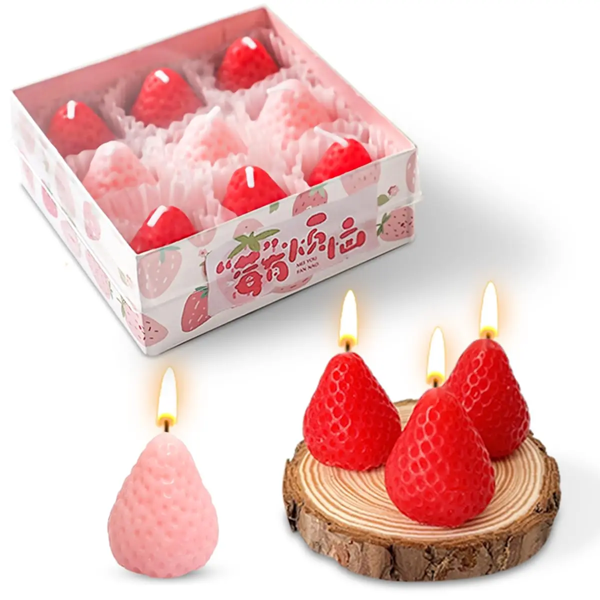 9 Pcs Strawberry-Shaped Scented Candles Candles Home Decoration for Perfect As A Trendy Photo Prop Birthday Party Decorations
