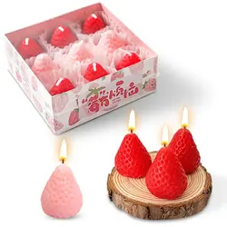 9 Pcs Strawberry-Shaped Scented Candles Candles Home Decoration for Perfect As A Trendy Photo Prop Birthday Party Decorations