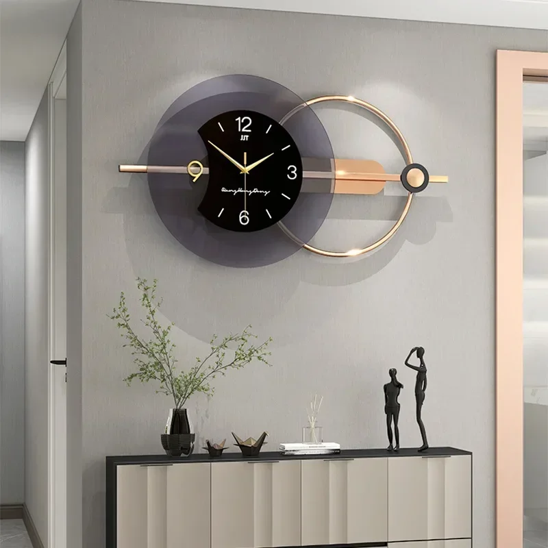 84x38cm 3D Wall Clock  Living Room Double-layer Modern Design Home  Clocks Silent Art Decoration Nordic Hanging Horologe Watch