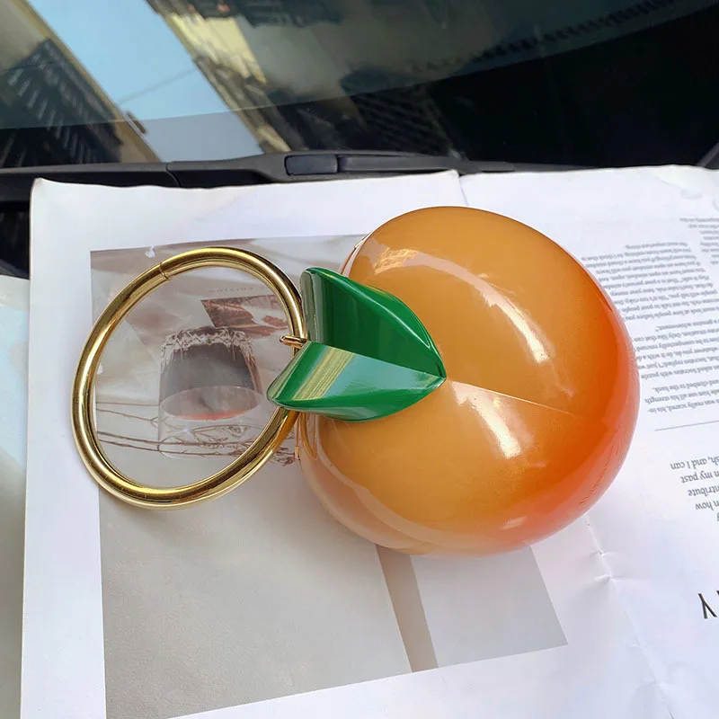 

Women persimmon Acrylic bag cute pearl Evening Clutch Bag with beaded strap For Wedding Party Luxury purse And Handbag Designer
