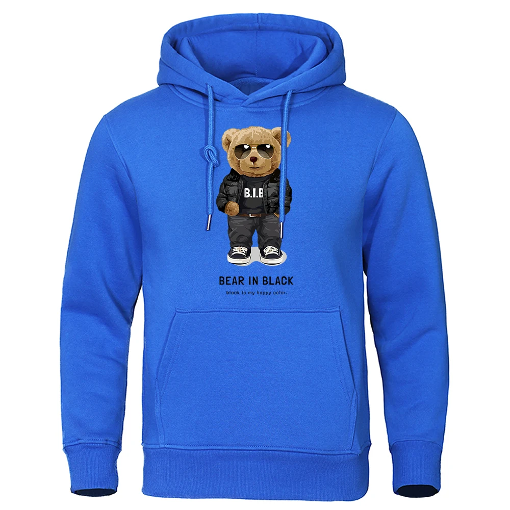 Ted bear In Black That Is My Happy Color Hoodies Men Fashion Style Hoody Loose Fleece Clothing Oversize Pullover Sweatshirt