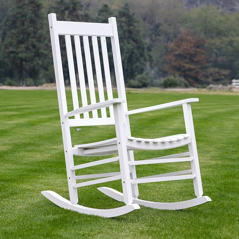 Outdoor leisure white spray paint adult poplar rocking chair modern simple camping picnic leisure back chair wholesale