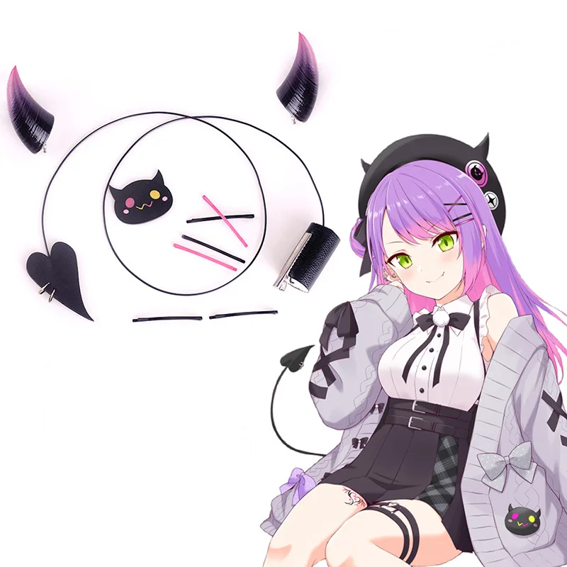 

Синтетическая заколка для волос для косплея, рога дьявола, аксессуары для костюма, длинный хвост, парик, наращивание, праздничное платье