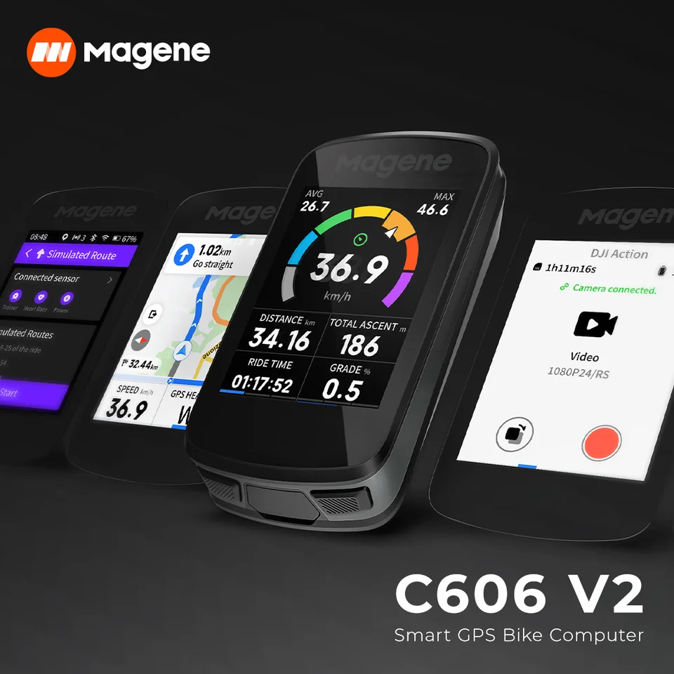 Magene C606V2 タッチスクリーンバイクコンピュータ GPSナビ
