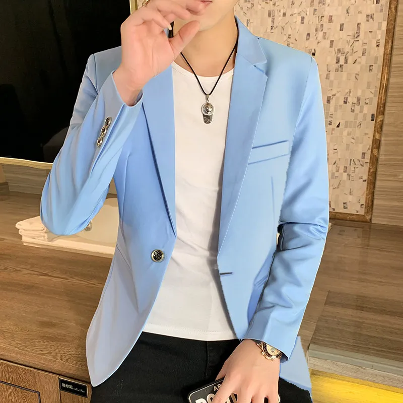 

Красный приталенный мужской тюнет, весенне-осенний тонкий корейский вариант, модный повседневный одинарный топ, маленький костюм в стиле вестерн