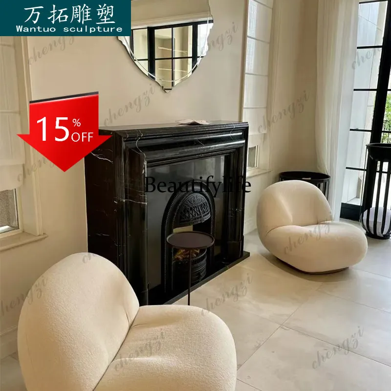 D80 Marble fireplace, stone carving, French, European, American villa living room decoration fireplace
