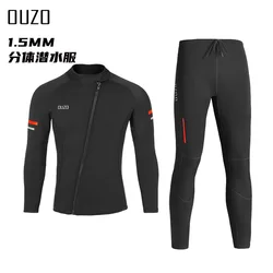 OUZO 1.5mm Split Warm Wetsuit A Full Set Of Men'S And Women'S Long-Sleeved Cold And Sun Protective Thickened Surfing Clothes