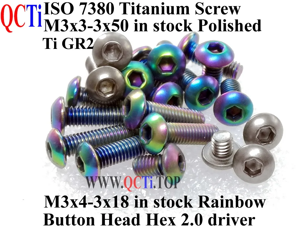 ISO 7380 M3 Titanium screw M3x3 M3x4 M3x5 M3x6 M3x7 M3x9 M3x8 M3x10 M3x12 M3x14 M3x15 M3x16 M3x18 Button Head Hex Driver Ti GR2