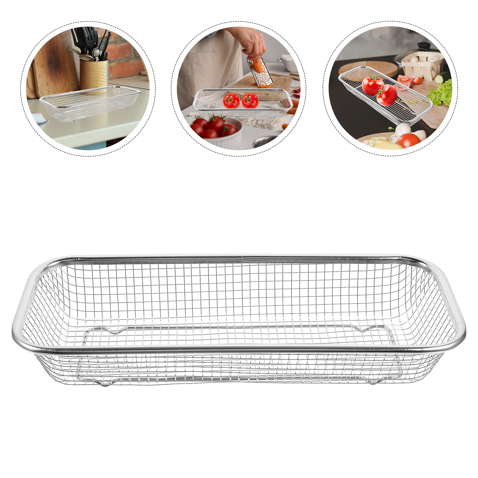 

Thickened Drain Basket Fruit and Vegetable Storage Sink Colander Strainer Draining Baskets Bowl Kitchen for