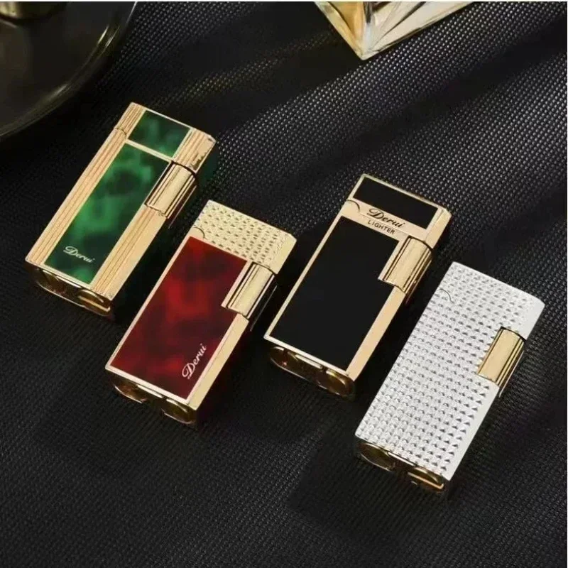 2023 New Derui Metal Langsheng Kerosene Lighter High-end Lighter Narrow Version Mini Side-sliding Open Flame Lighter