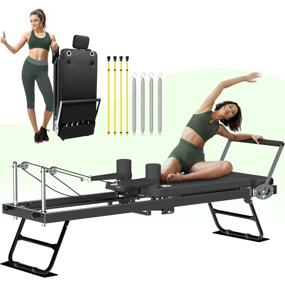 

Foldable Reformer Pilates Machine, for Home Women Use Gym Workout & Advanced and Beginners Users, Pilates Equipment