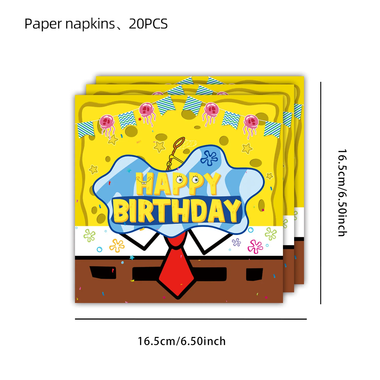 Cartoon Spongebob Geburtstagsparty Dekoration Einweg-Tischgeschirr Becher Teller Servietten Ballon Hintergrund für Kinderparty-Zubehör – Detail 6