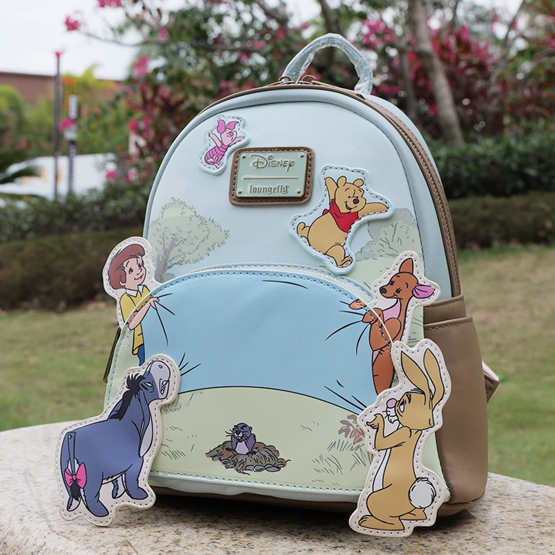 

New Hundred Acre Forest Winnie and Tiggo Backpack Women's Shoulder Strap Single Shoulder Bag Sewing PU Leather Zipper Backpack