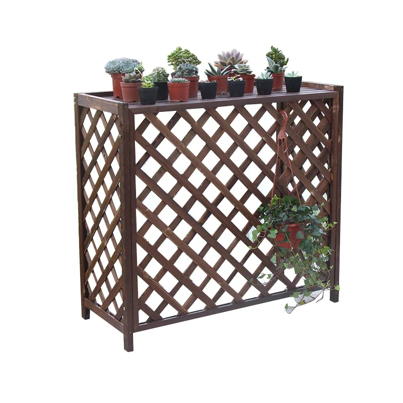 Air Conditioning Outdoor Hood,Flower Trellis Balcony Shelf Decoration, Anti-corrosion Wooden Fence,Outdoor Solid Wood Host Cover