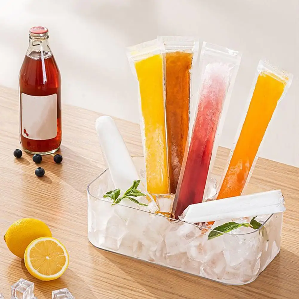 Tasteless Bags 50pcs Disposable Bags with Funnel Leak-proof Zip Seals Bpa-free Freezer Tubes for Ice Pops Yogurt Juice Smoothies