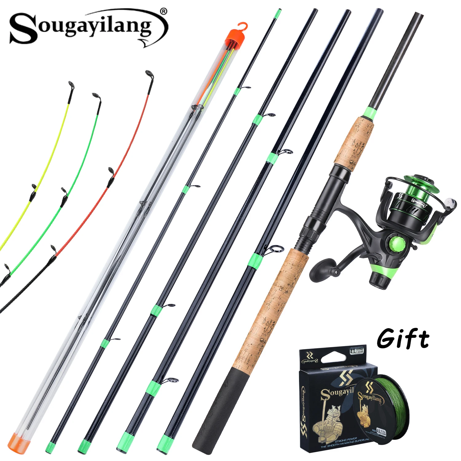 Sougayilang Combo pesca completo – Caña carbono, carrete y señuelo - imagen 2