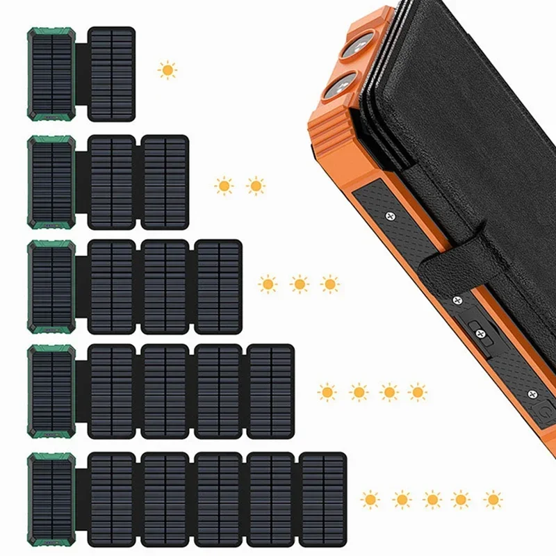 Banco portátil do poder do painel solar com carregador de bateria para o telefone, 20000mAh, 12V, 5V, USB, pilha