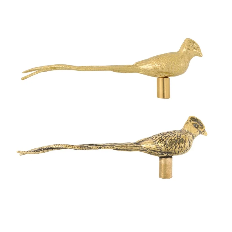 Vintage Long-tailed Bird Brass Single Hole Cabinet Knob Furniture Handle Kitchen Cabinet Door & Drawer Pull  Kitchen Accessories