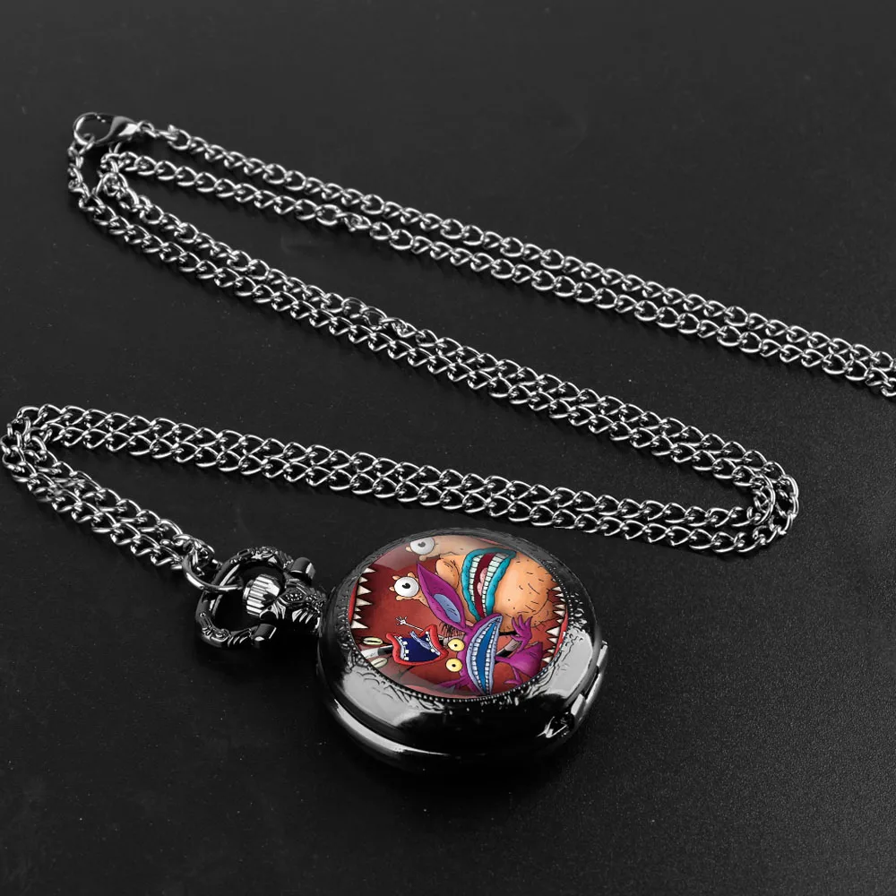 

Vintage Cartoon Glass Dome Quartz Pocket Watch With Durable Chain Arabic Numeral Dial Extraordinary Gifts for Kids