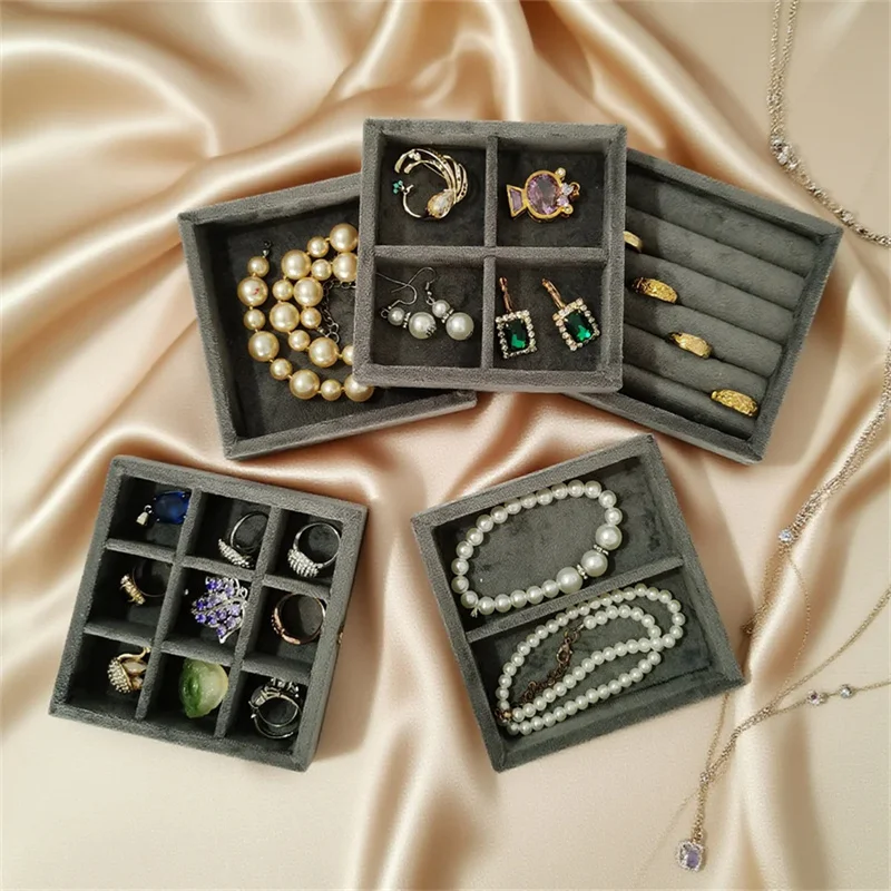 Portable Velvet Ring Display Tray Jewelry Storage Drawer for Bracelets Pendants Earrings - Handy Jewelry Organizer Tray