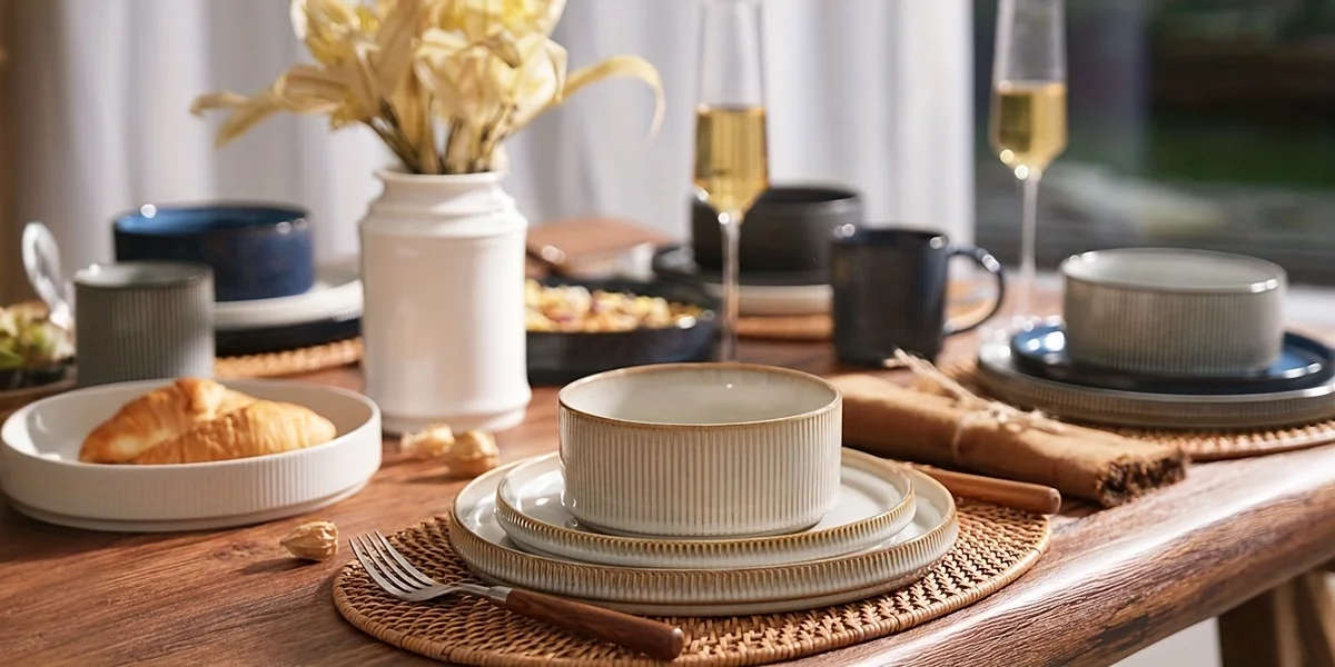 12-Piece Modern Stoneware Dinnerware Set for 4 – Cappuccino White Round Plates & Bowls, Microwave-Safe & Dishwasher-Safe, Ideal - view 7