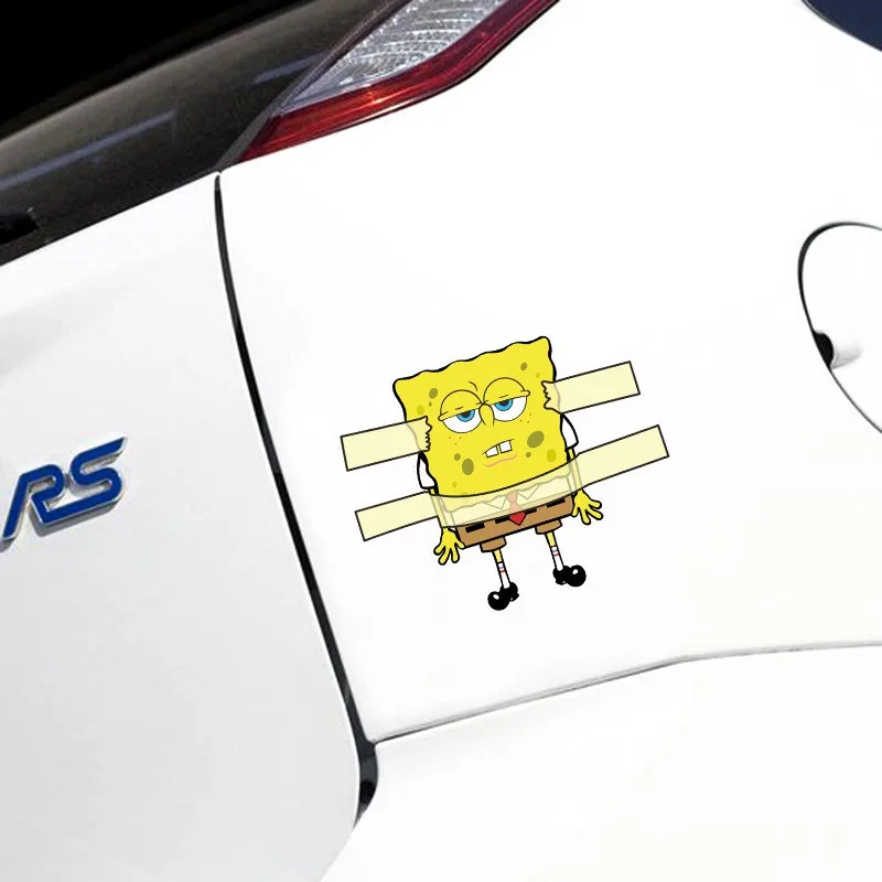 SpongeBob Car Decorative Stickers Plankton Cartoon Body Scratches Shield Safety Warning Decal Decorative Anime Funny Car Sticker