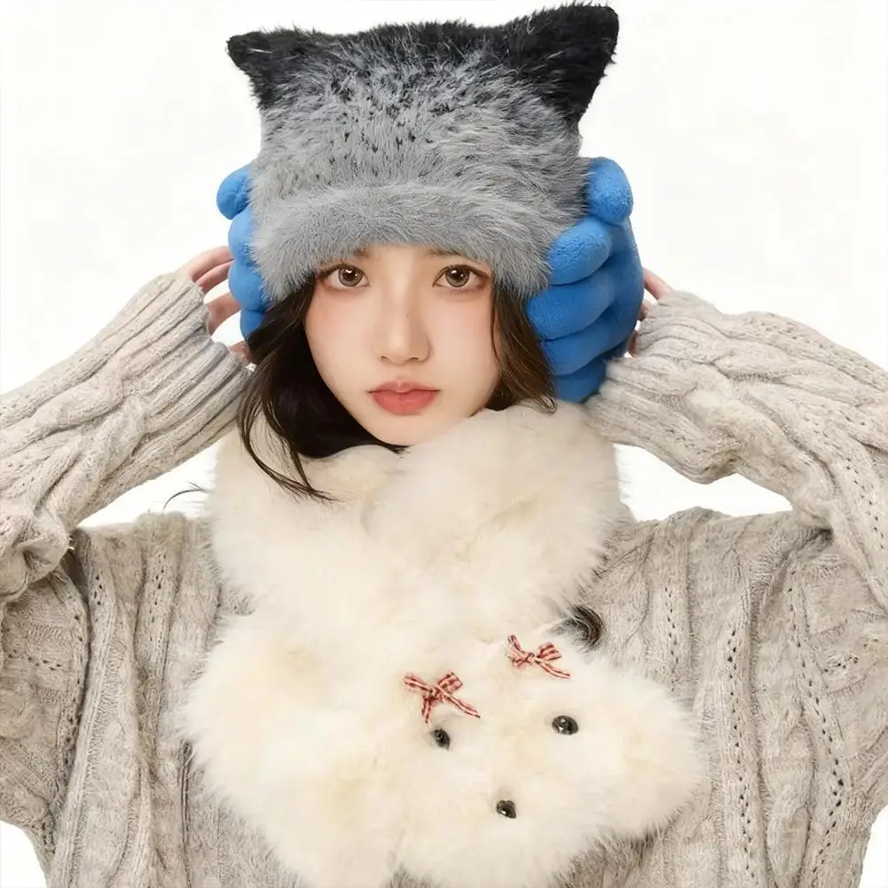 غطاء للأذنين شتوي مضحك على شكل يد للدفء للجنسين غطاء للأذنين رياضي خارجي مصنوع يدويًا مع حماية من القطيفة لركوب الدراجات والتزلج