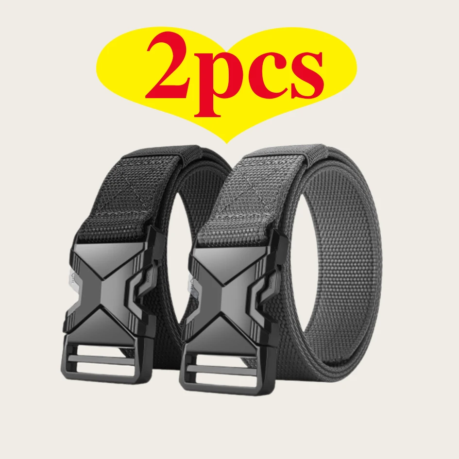 2-Pack Men's Tactical Belt for Outdoor Sports and Leisure; Quick-Release Buckle Belt; Hot Sale
