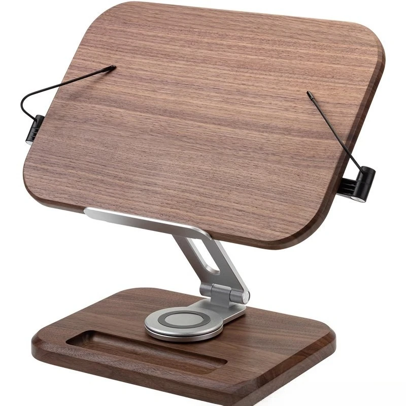 For Black Walnut Classic Wooden Reading Stand, Student Reading Computer Solid Wood Shelf, Desktop Stand