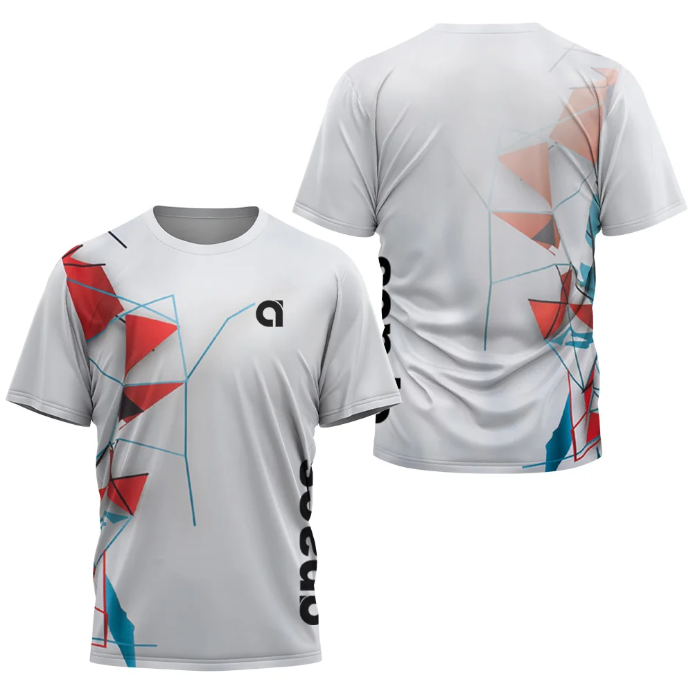 Men's round neck T-shirt Outdoor loose badminton match T-shirt Quick drying summer table tennis sweat absorbent short sleeve