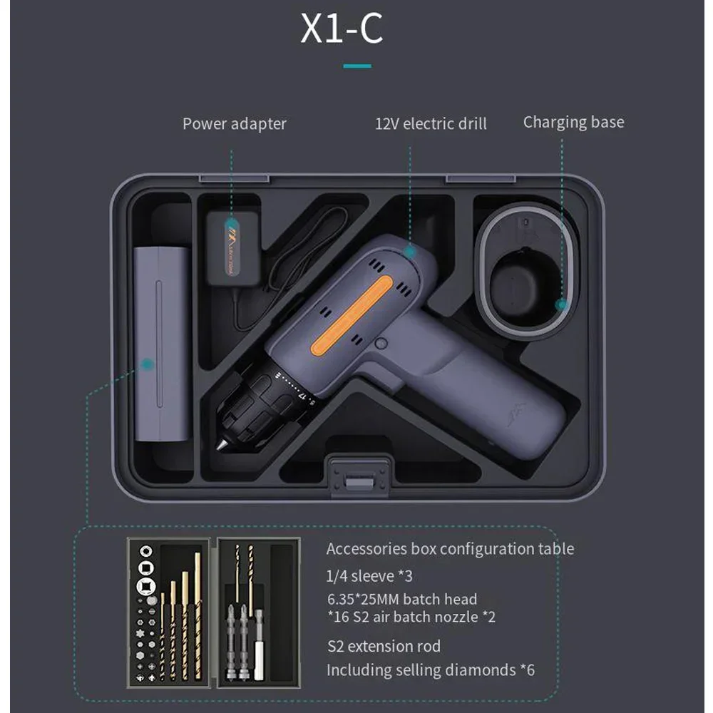 Jimihome ชุดเครื่องมือซ่อมบำรุงอเนกประสงค์, X3-ABC ในบ้านชุดไขควงไฟฟ้า Bor listrik ชุดเครื่องมือช่างไฟฟ้า