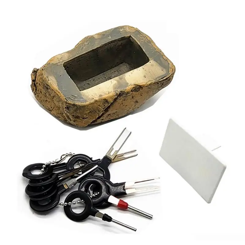 Outdoor Spare Garden Key Box, Rock Titulares Esconder em Stone Security Safe Storage Containers, Mini Resina Segura Simulado