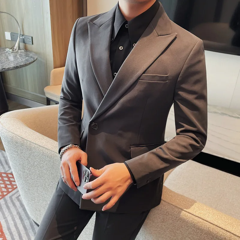 M-XXXXL Plus Size Men's Single-Breasted Blazer Solid Color Long Sleeve Formal Suit Jacket Classic Business Office Wear 4XL 3XL