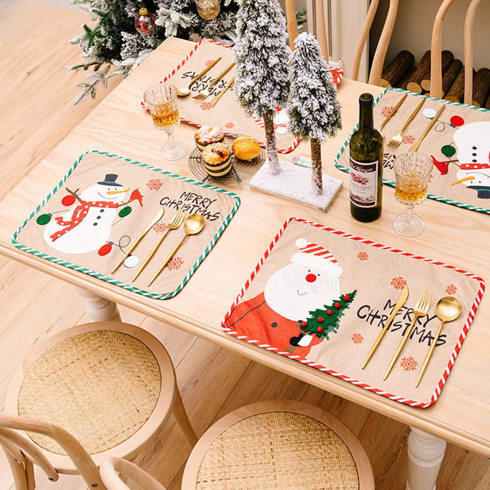 

Christmas Placemats Creative Santa Snowman Premium Material Heat Resistant Table Protection Christmas Party Decor Household Anti