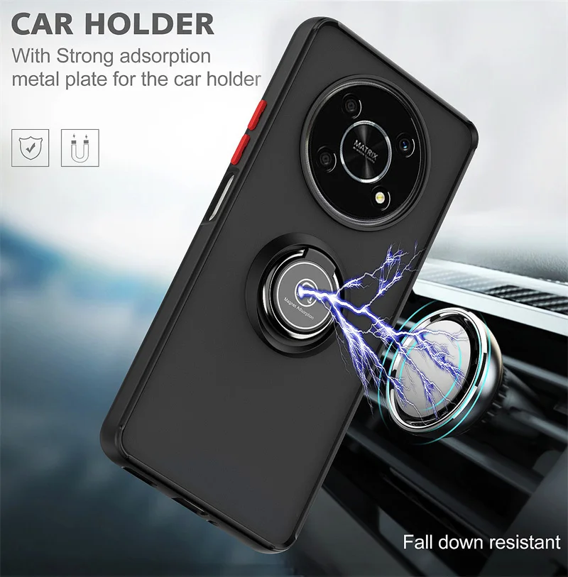 For Honor X9 X 9 4G Case Car Magnetic Ring Stand Holder Armor Cases For Honar Honor Magic 4 Lite 5G X30 HonorX9 Matte Back Cover