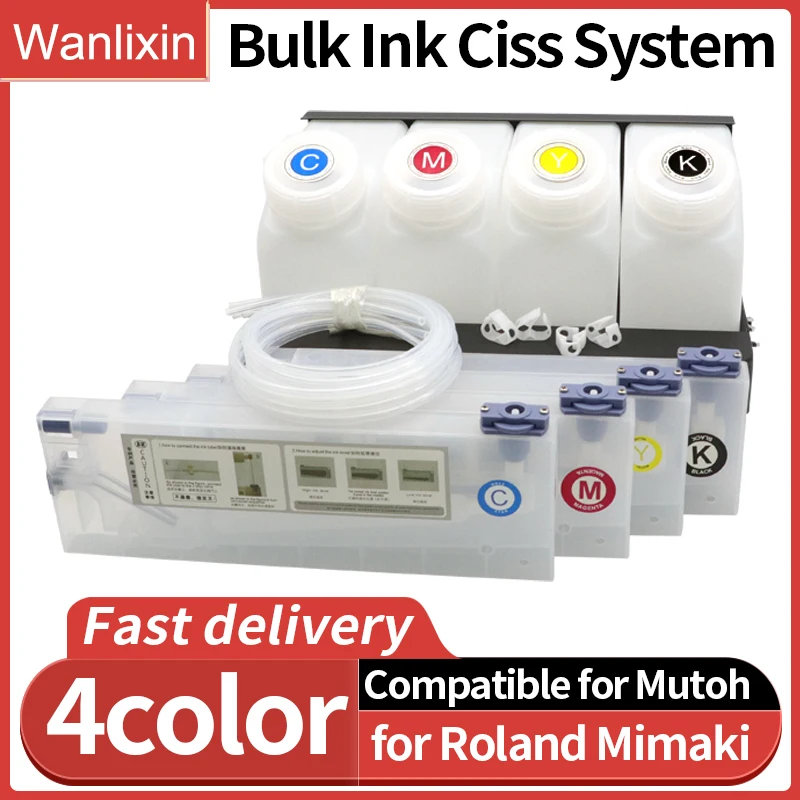 

4 шт., 220 мл, 1,5 л, многоразовый картридж с чернилами, система Ciss для Roland Mimaki Mutoh Eco Solvent Printer JV33 JV5 JV3 TS3