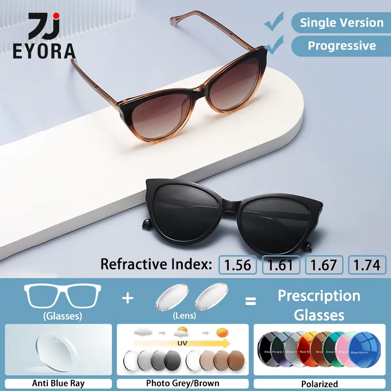 

EYORA Magnetic Clip Oversize Frame Reading Glasses Myopia Eyewear Hyperopia Anti Blue Ray Progressive Photochromic Eyewear Lens