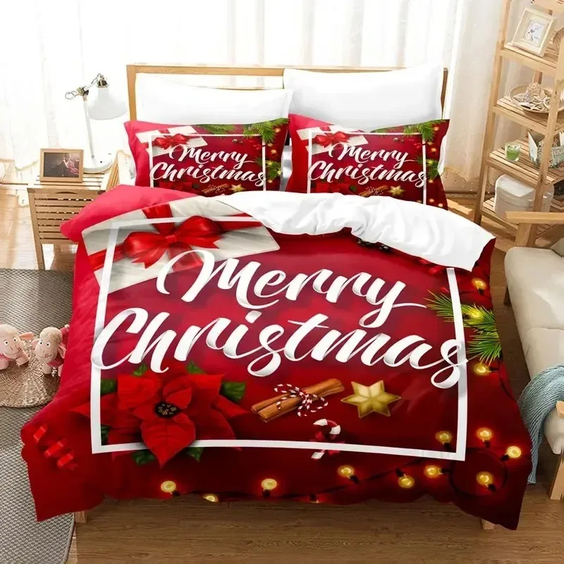 

Merry Chrismas Santa Bedding Set Boys Girls Twin Queen Size Duvet Cover Pillowcase Bed Kids Adult Fashion Home Textileextile