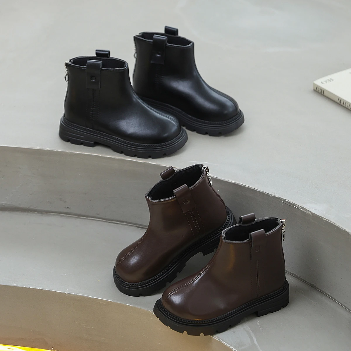 

Короткие кожаные ботинки в британском стиле для девочек, весна-осень 2021, модные классические детские нескользящие ботинки челси с круглым носком