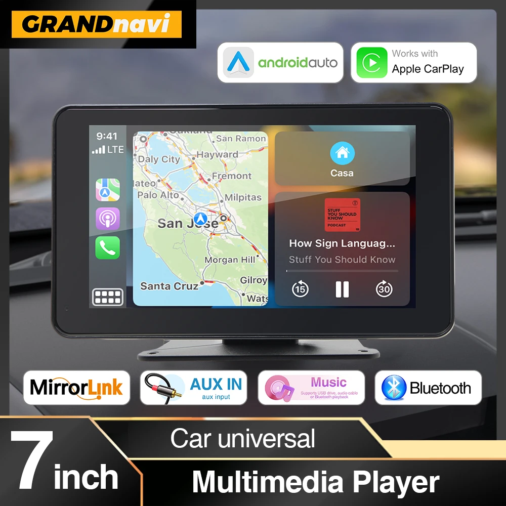 7inch Universal Car Radio Automotive Multimedia Video Player Wireless Carplay Android Auto Touch Screen BT AUX Smart Car Systems