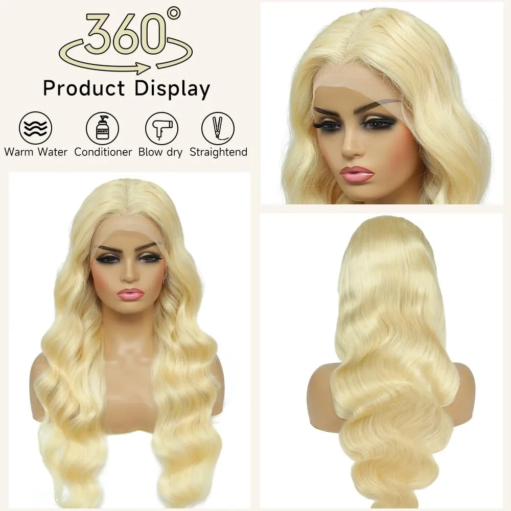 Peluca Frontal de encaje HD 200% de densidad 13x4 pelucas frontales de encaje Rubio ondulado fácilmente manchado sin enredos caída mínima vida más larga